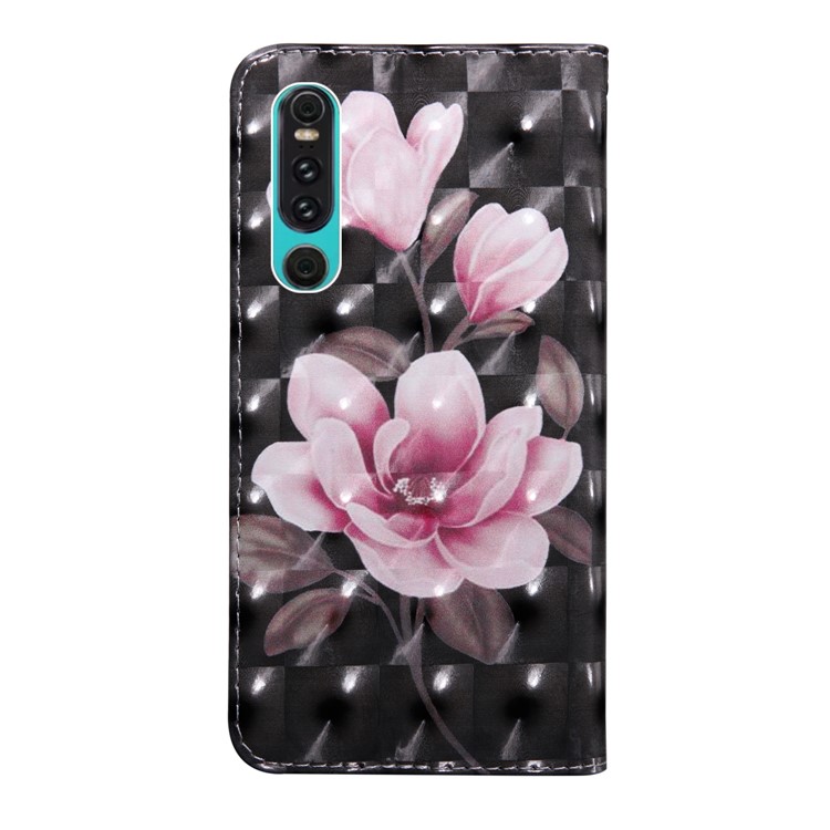 Light Spot Decor Patterned Magnetic Leather Stand Cover for Huawei P30 - Pink Flowers-3