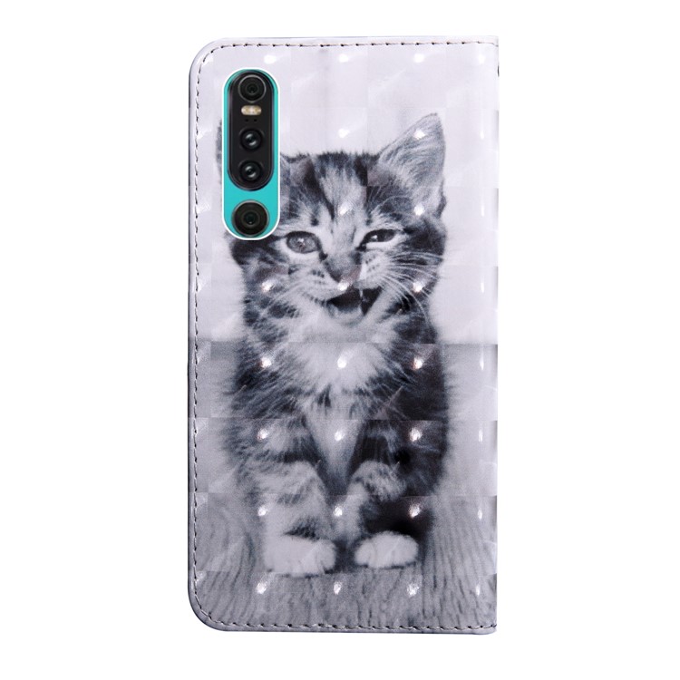 Light Spot Decor Patterned Wallet Leather Cover with Stand for Huawei P30 - Lovely Cat-3