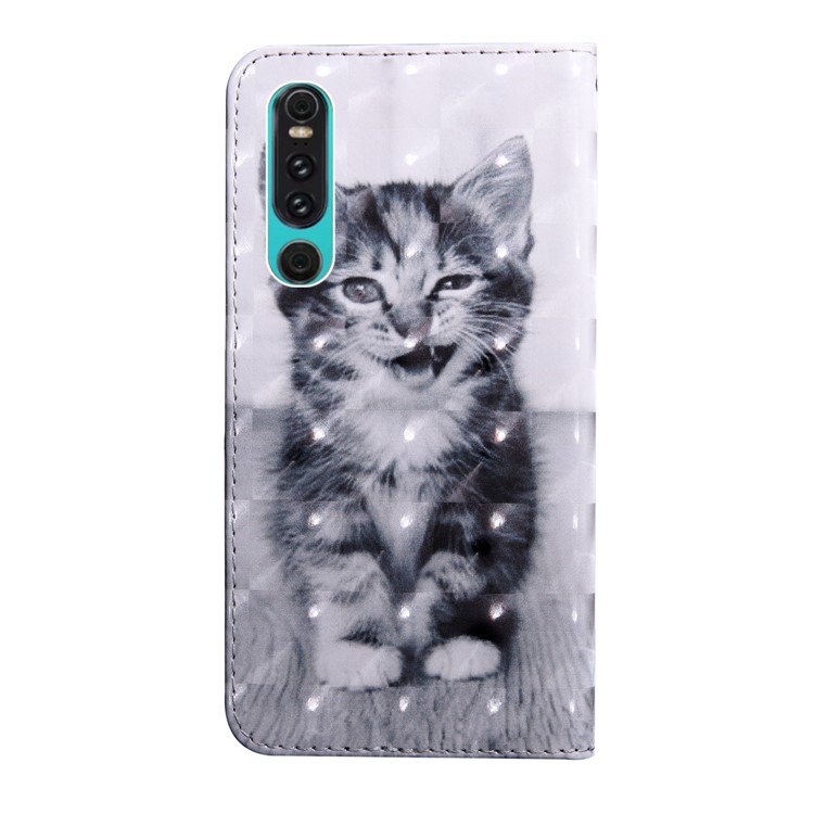 Cubierta de Cuero de Billetera Estampada de Decoración Ligera Con Soporte Para Huawei P30 - Gato Amoroso-3