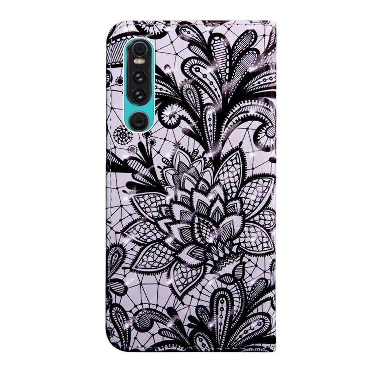 Light Spot Decor Patterned Leather Wallet Cover for Huawei P30 - Lace Flower-3