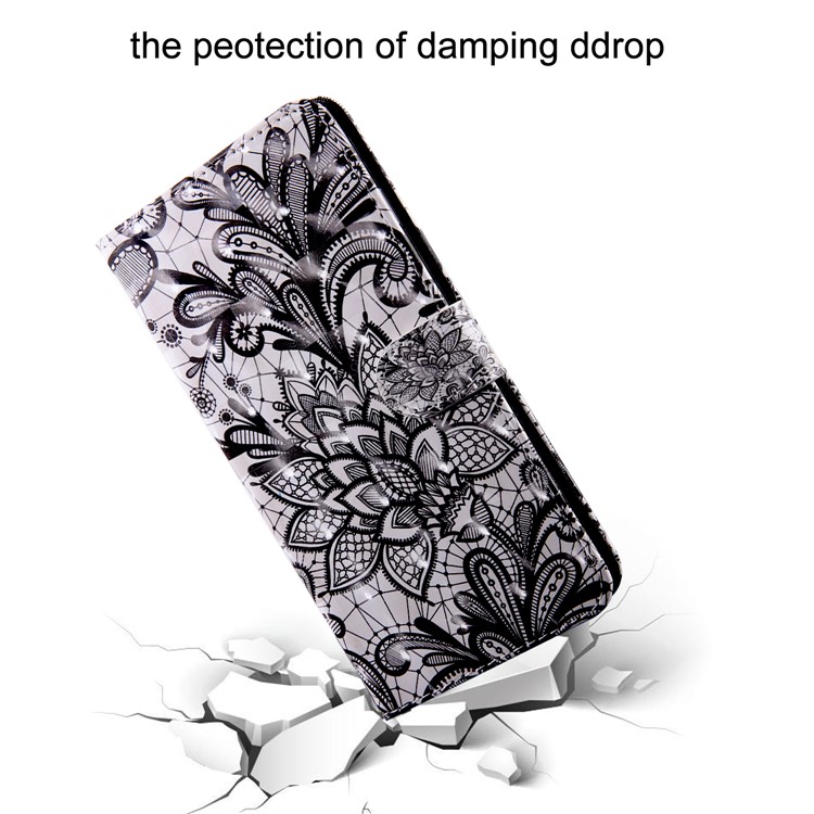 Light Spot Decor Patterned Leather Wallet Cover for Huawei P30 - Lace Flower-5