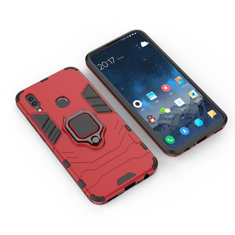 Cool Guard Ring Holder Kickstand Plastic TPU Combo Cover for Huawei P Smart (2019) - Red-4