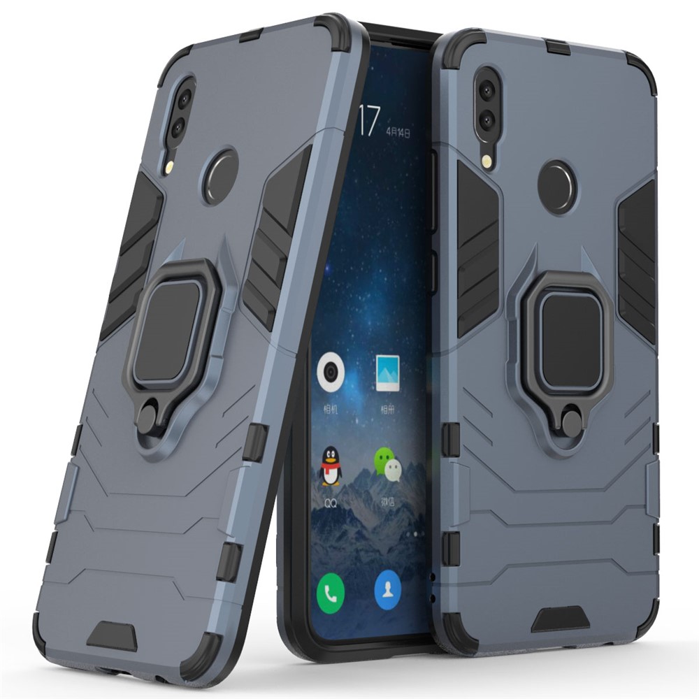 Cool Guard Ring Holder Kickstand PC TPU Hybrid Shell for Huawei P Smart (2019) - Blue-1