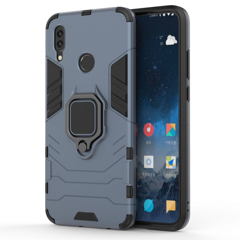 Cool Guard Ring Holder Kickstand PC TPU Hybrid Shell for Huawei P Smart (2019) - Blue-2