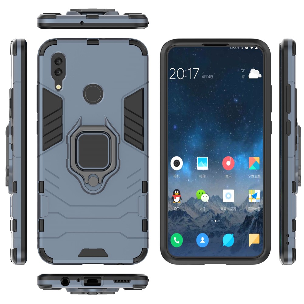 Cool Guard Ring Holder Kickstand PC TPU Hybrid Shell for Huawei P Smart (2019) - Blue-3