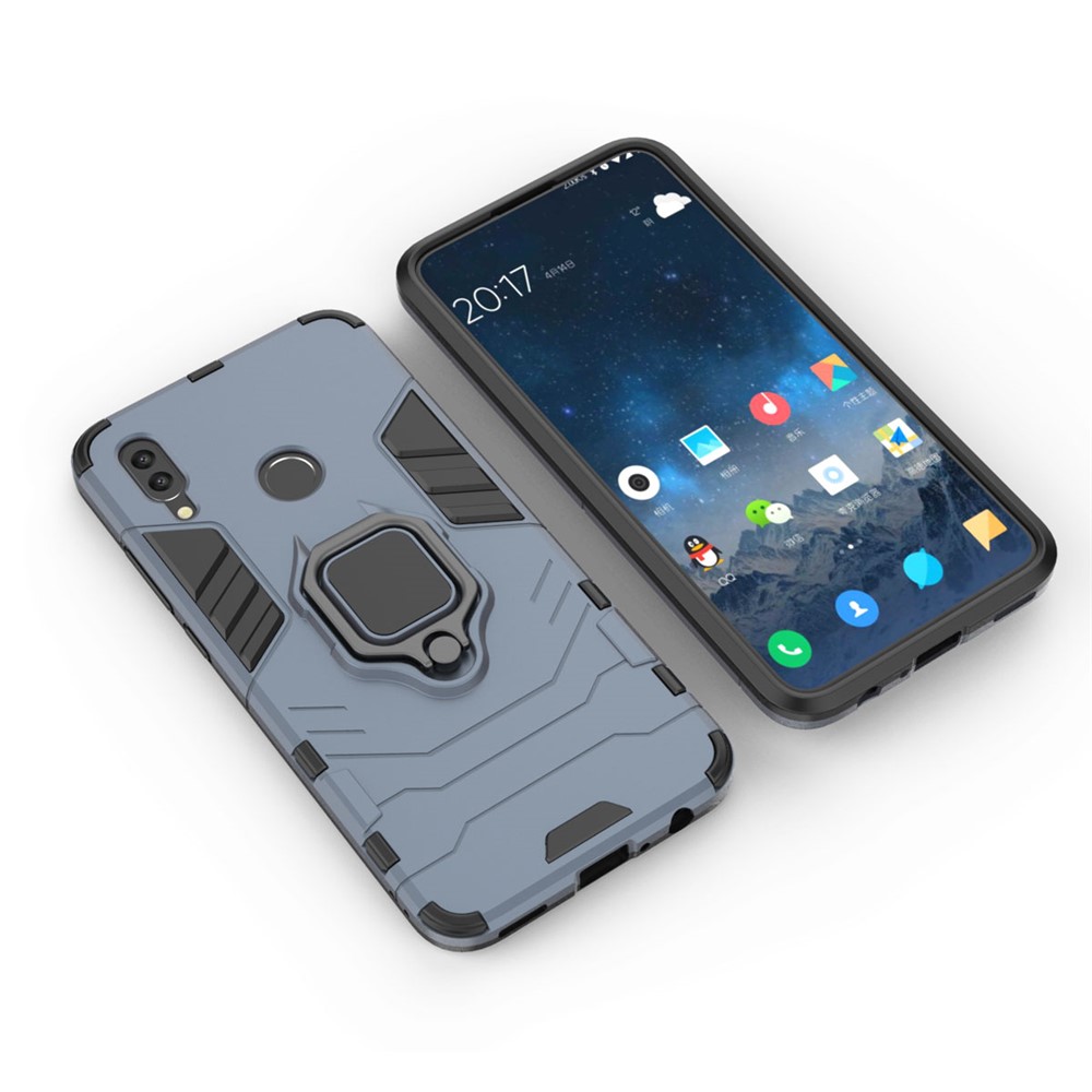 Cool Guard Ring Holder Kickstand PC TPU Hybrid Shell for Huawei P Smart (2019) - Blue-4