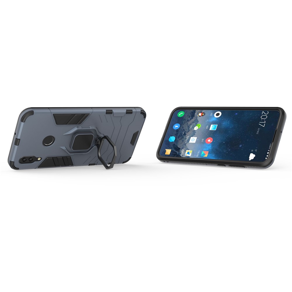 Cool Guard Ring Holder Kickstand PC TPU Hybrid Shell for Huawei P Smart (2019) - Blue-5