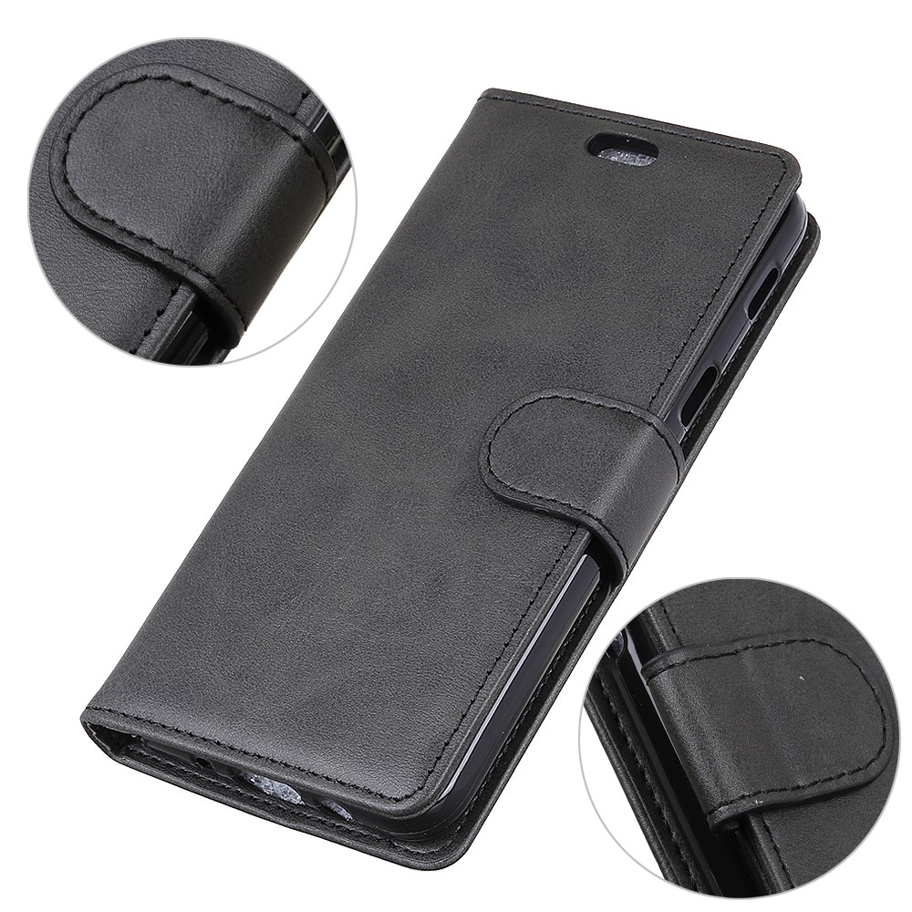 Matte PU Leder Brieftaschenstand Telefonhülle Für Huawei P30 Lite - Schwarz