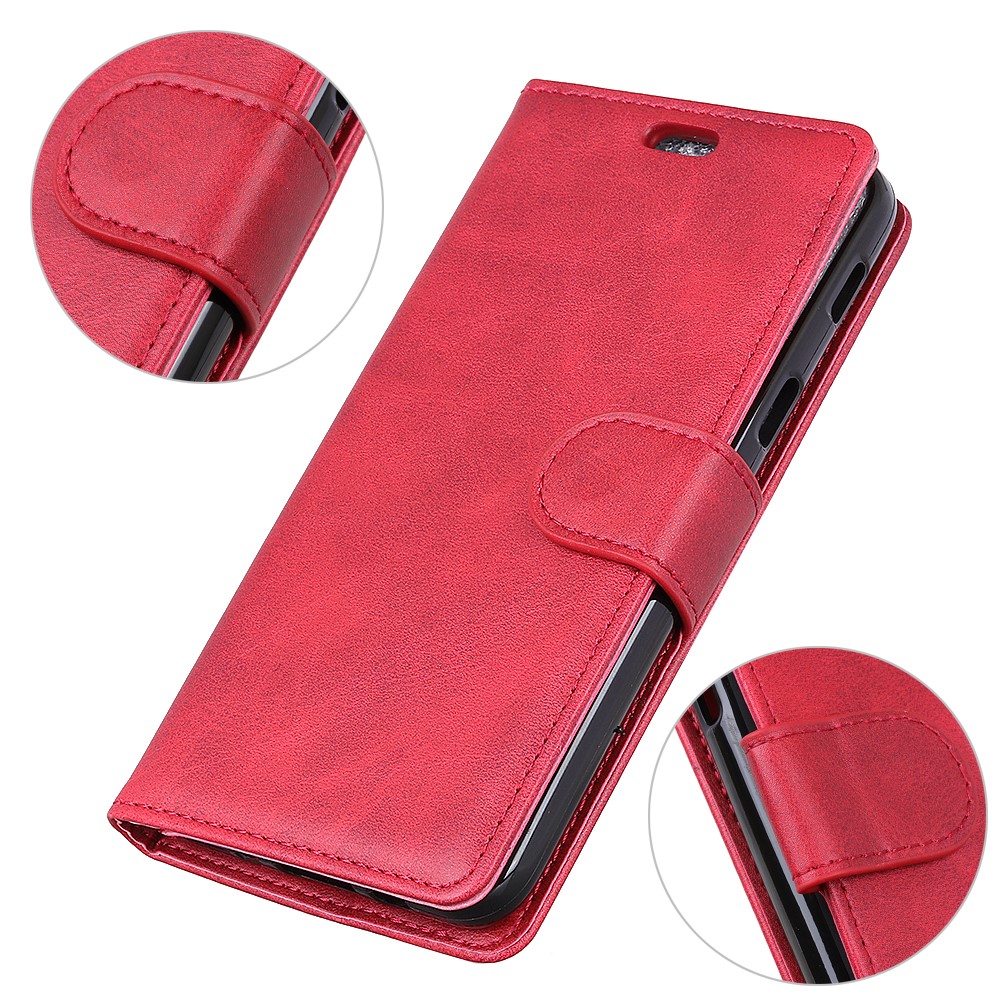 Matte PU Leather Wallet Stand Phone Casing for Huawei P30 Lite - Red-6