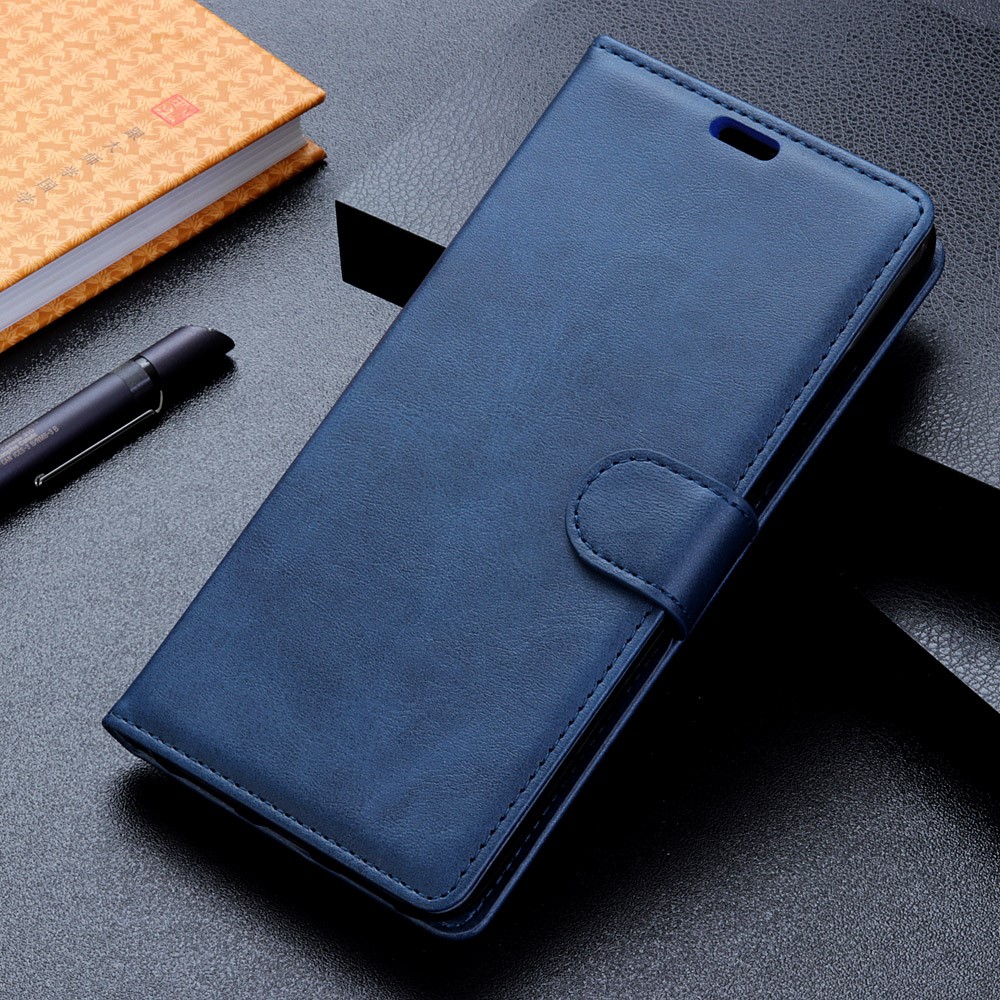 Cubierta De Cuero Mate Del Teléfono Celular Del Soporte De La Cartera De La PU Para Huawei P30 Lite - Azul-10