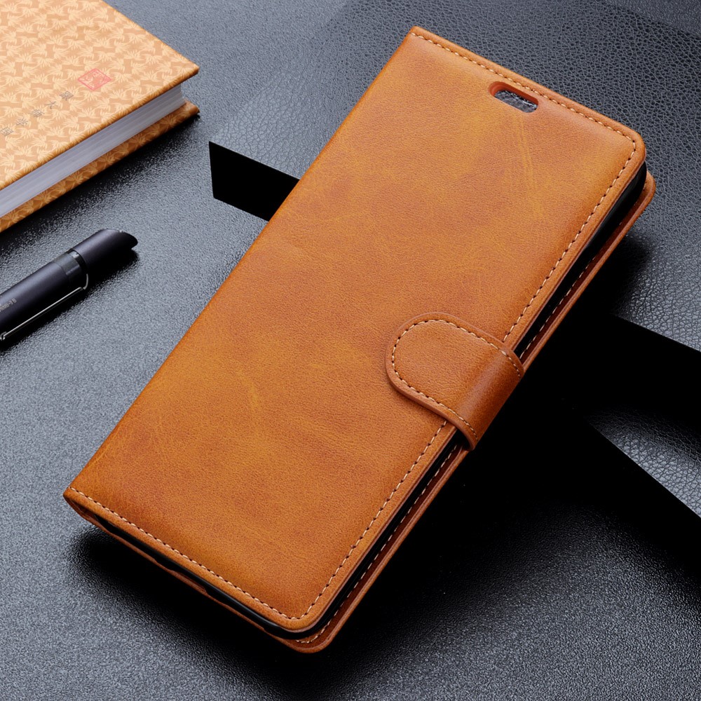 Matte PU Leather Wallet Stand Protection Shell Case for Huawei P30 Lite - Brown-10