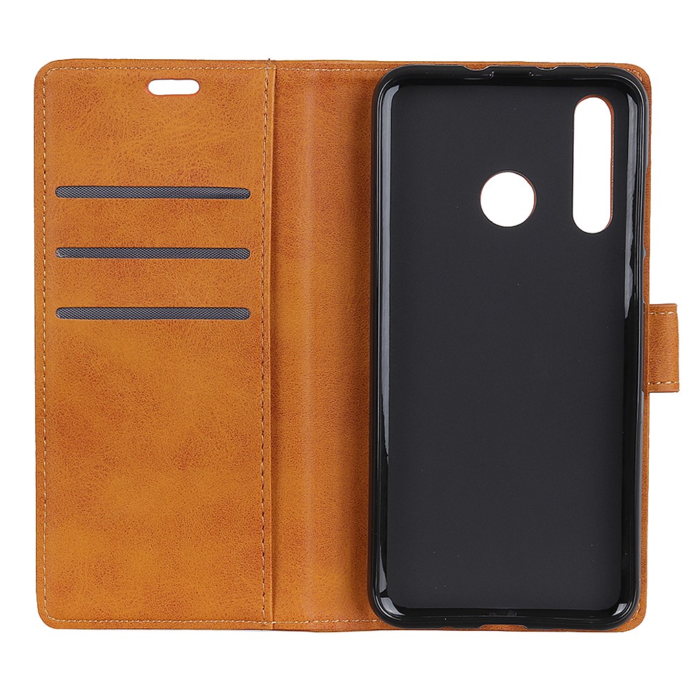 Matte PU Leather Wallet Stand Protection Shell Case for Huawei P30 Lite - Brown-5