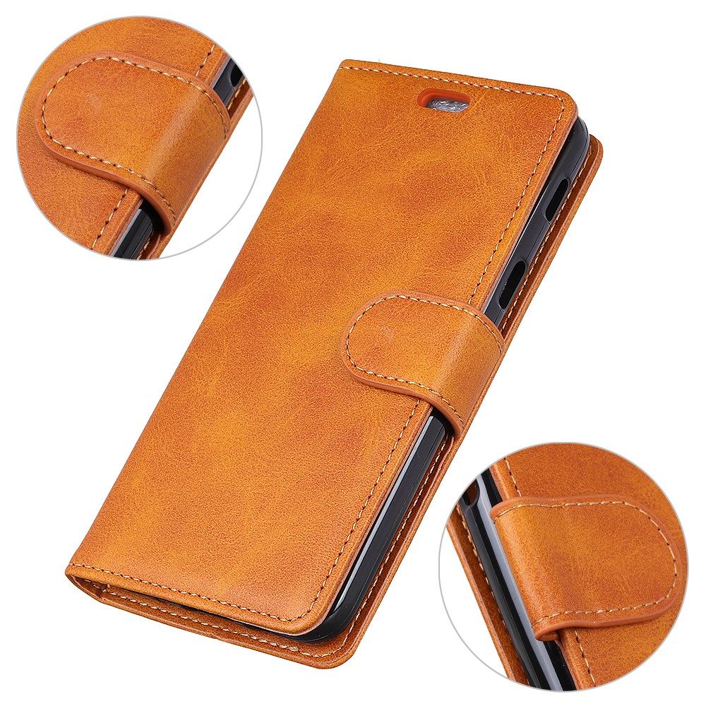 Matte PU Leather Wallet Stand Protection Shell Case for Huawei P30 Lite - Brown-6