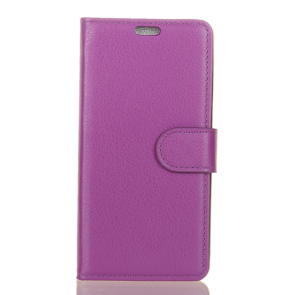 Litchi Skin Wallet Leather Stand Protection Cover for Huawei P30 Lite - Purple-2