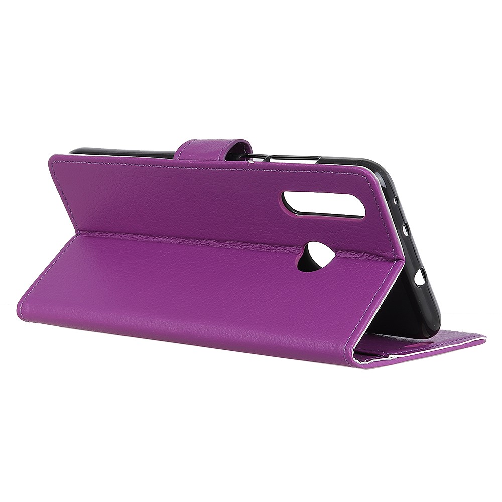 Litchi Skin Wallet Leather Stand Protection Cover for Huawei P30 Lite - Purple-7