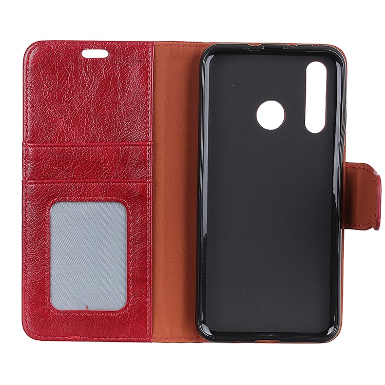 Textured Split Leather Wallet Cover for Huawei P30 Lite - Red-4