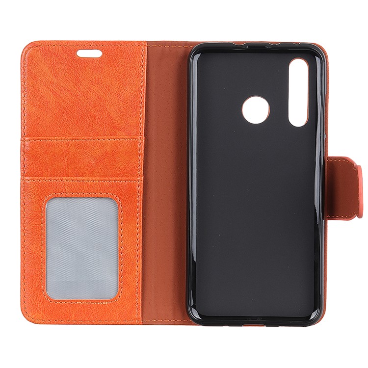 Textured Split Leather Wallet Case Shell for Huawei P30 Lite - Orange-4
