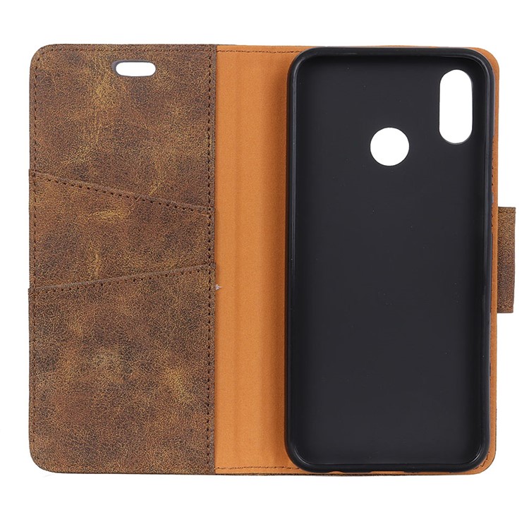 Vintage Style Leather Wallet Case Shell for Huawei P30 Lite - Coffee-5
