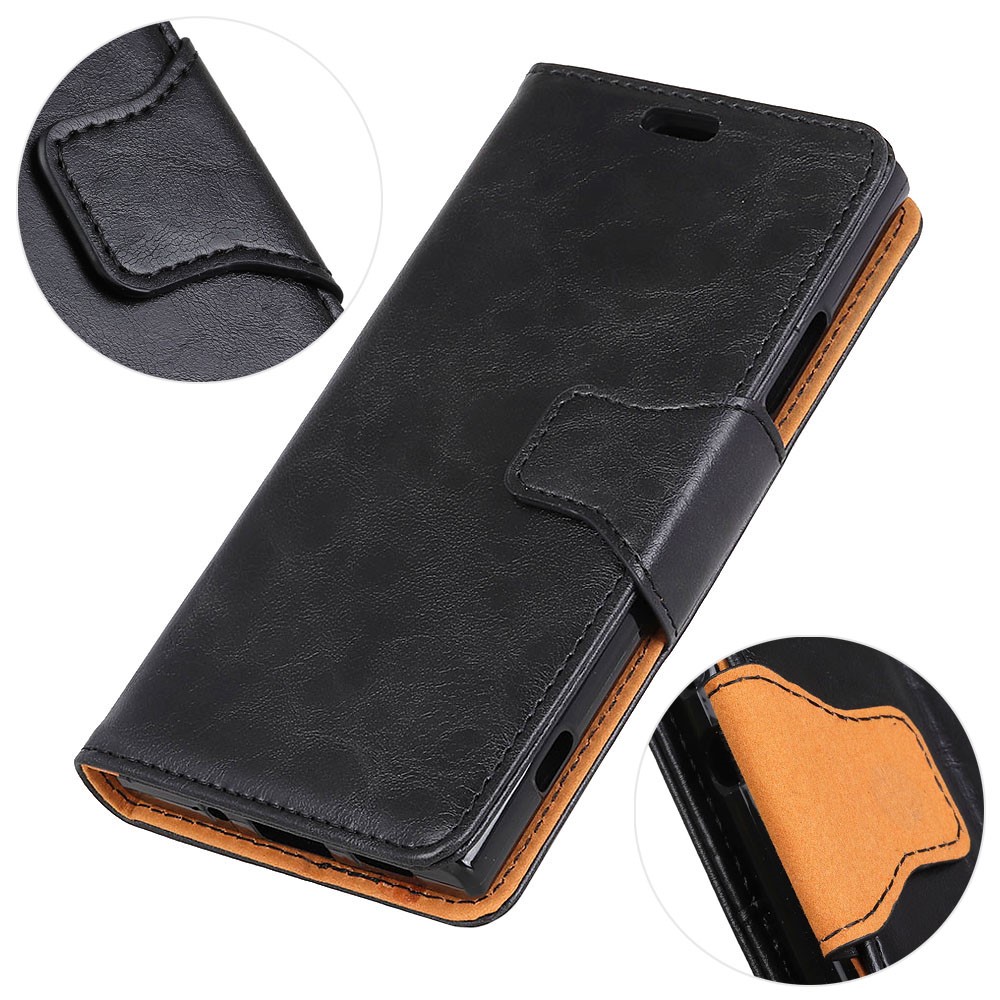 Crazy Horse Split Leather Stand Phone Case for Huawei P30 Lite - Black-4