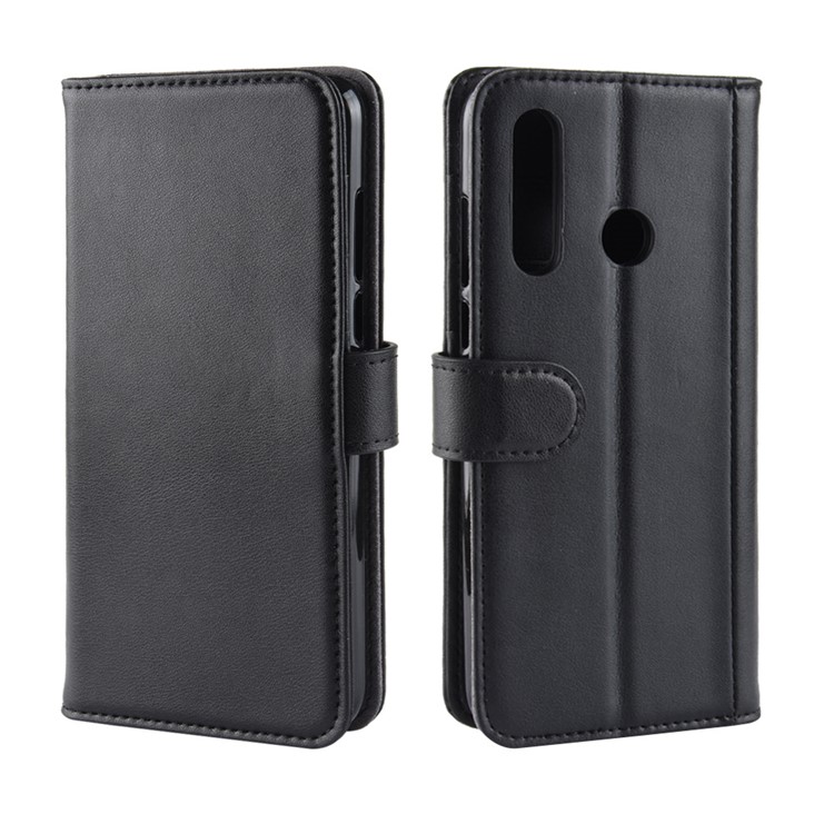 Genuine Split Leather Wallet Cell Phone Case for Huawei nova 4 - Black-2