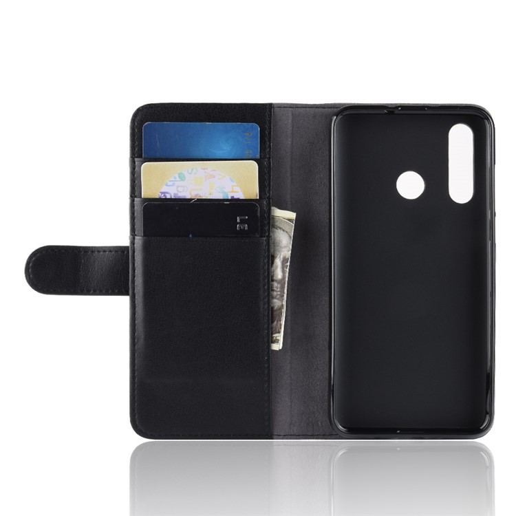 Genuine Split Leather Wallet Cell Phone Case for Huawei nova 4 - Black-6