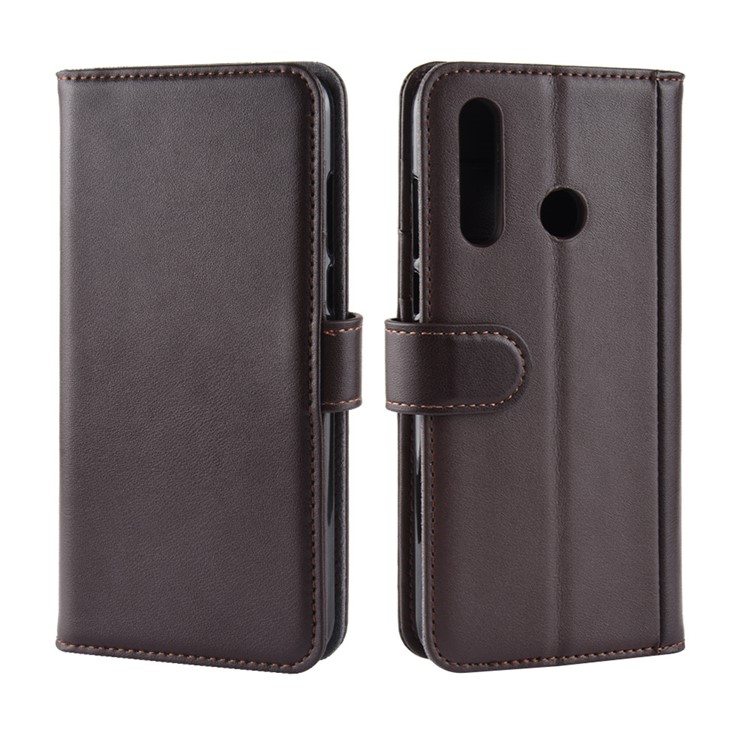 Genuine Split Leather Stand Mobile Phone Cover for Huawei nova 4 - Brown-2