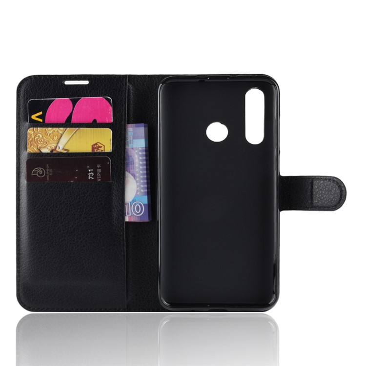 Litchi Skin Wallet Leather Stand Case for Huawei nova 4 - Black-6