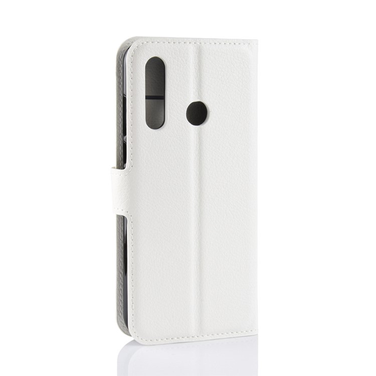 Litchi Skin Wallet Leather Stand Cover for Huawei nova 4 - White-3