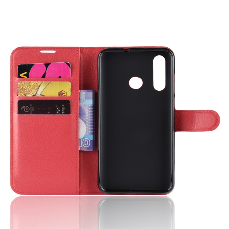 Litchi Skin Wallet Leather Stand Case Cover for Huawei nova 4 - Red-4