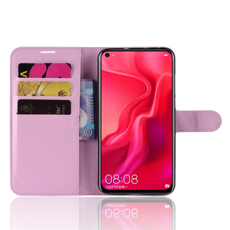 Litchi Skin Magnetic Leather Stand Case for Huawei nova 4 - Pink-4