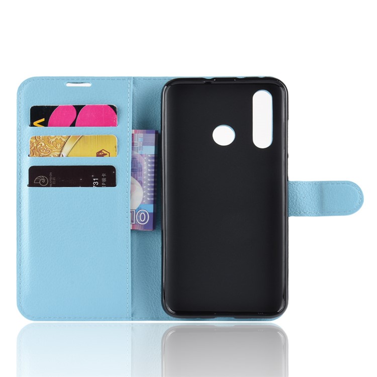 Litchi Skin Wallet Leather Cell Phone Case for Huawei nova 4 - Baby Blue-4