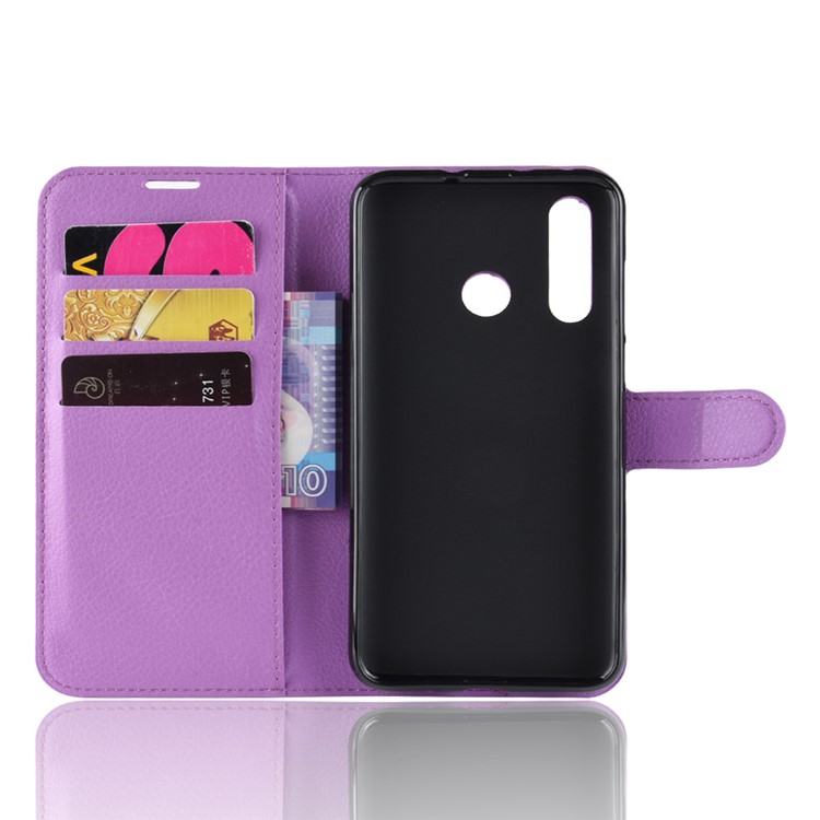 Litchi Skin Leather Stand Case with Card Slots for Huawei nova 4 - Purple-4