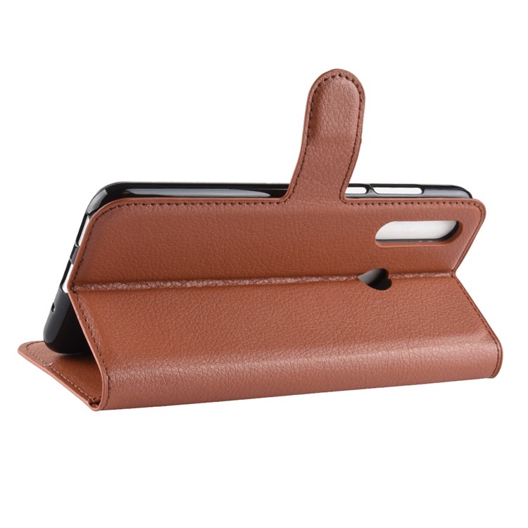 Litchi Skin Leather Stand Cover with Card Slots for Huawei nova 4 - Brown-6
