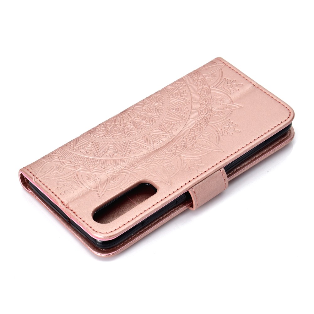 For Huawei P30 Mobile Case Mandala Flower Wallet PU Leather Case - Rose Gold-8