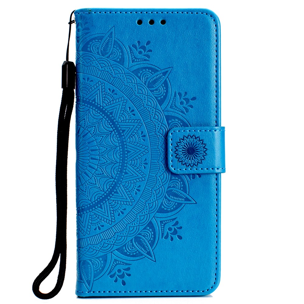 Pour Huawei P30 Mobile Boîtier Mandala Fleur Portefeuille Pu En Cuir PU - Bleu