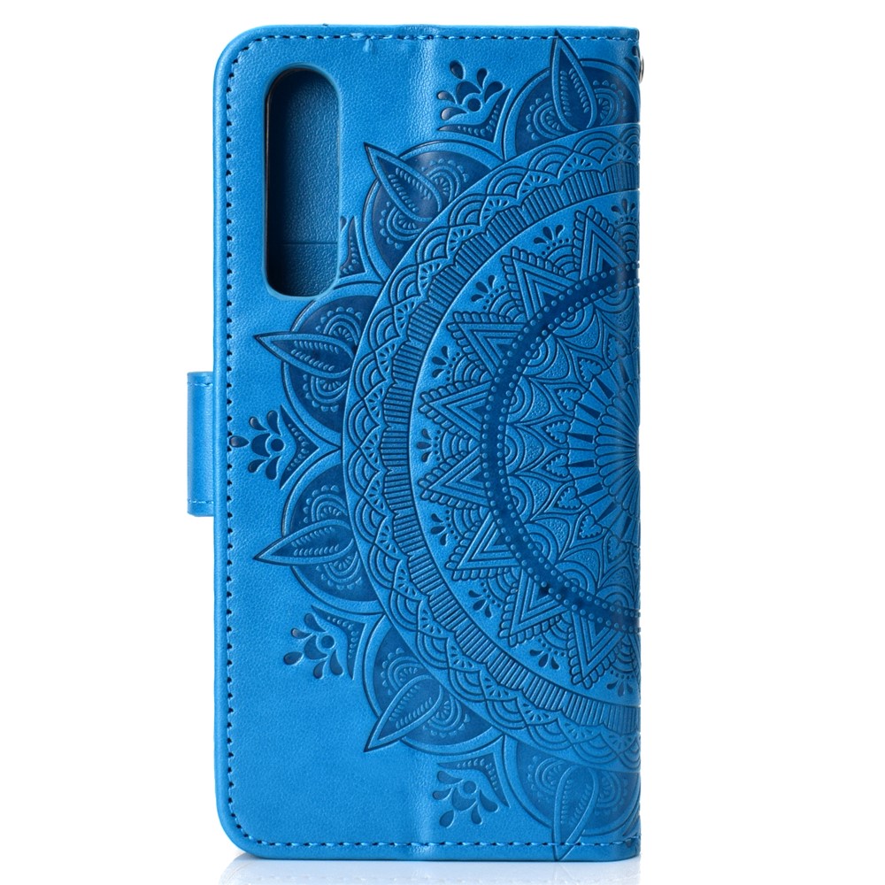 For Huawei P30 Mobile Casing Mandala Flower Wallet PU Leather Case - Blue-3