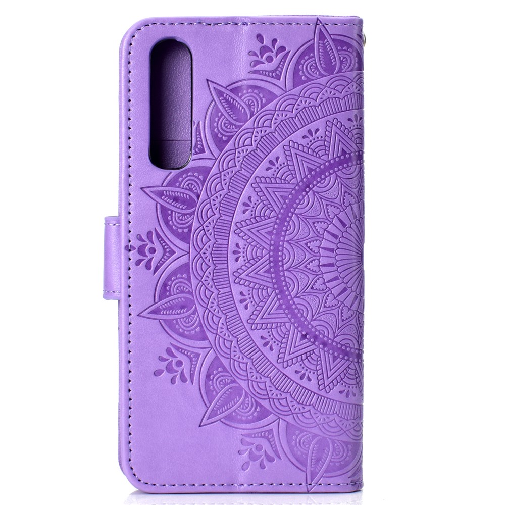 For Huawei P30 Mobile Phone Cover Mandala Flower Wallet PU Leather Case - Purple-3