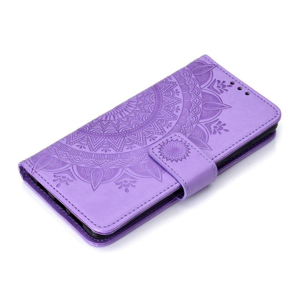For Huawei P30 Mobile Phone Cover Mandala Flower Wallet PU Leather Case - Purple-7
