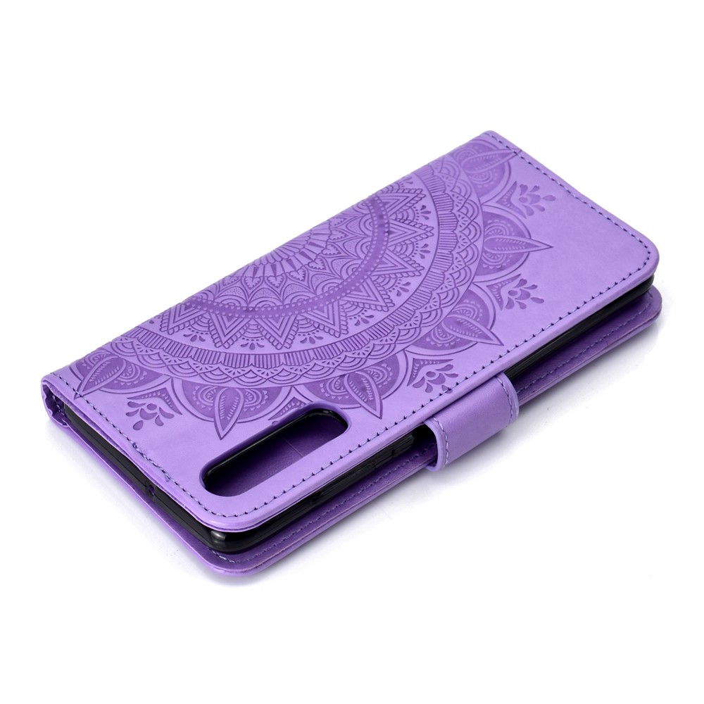 For Huawei P30 Mobile Phone Cover Mandala Flower Wallet PU Leather Case - Purple-8