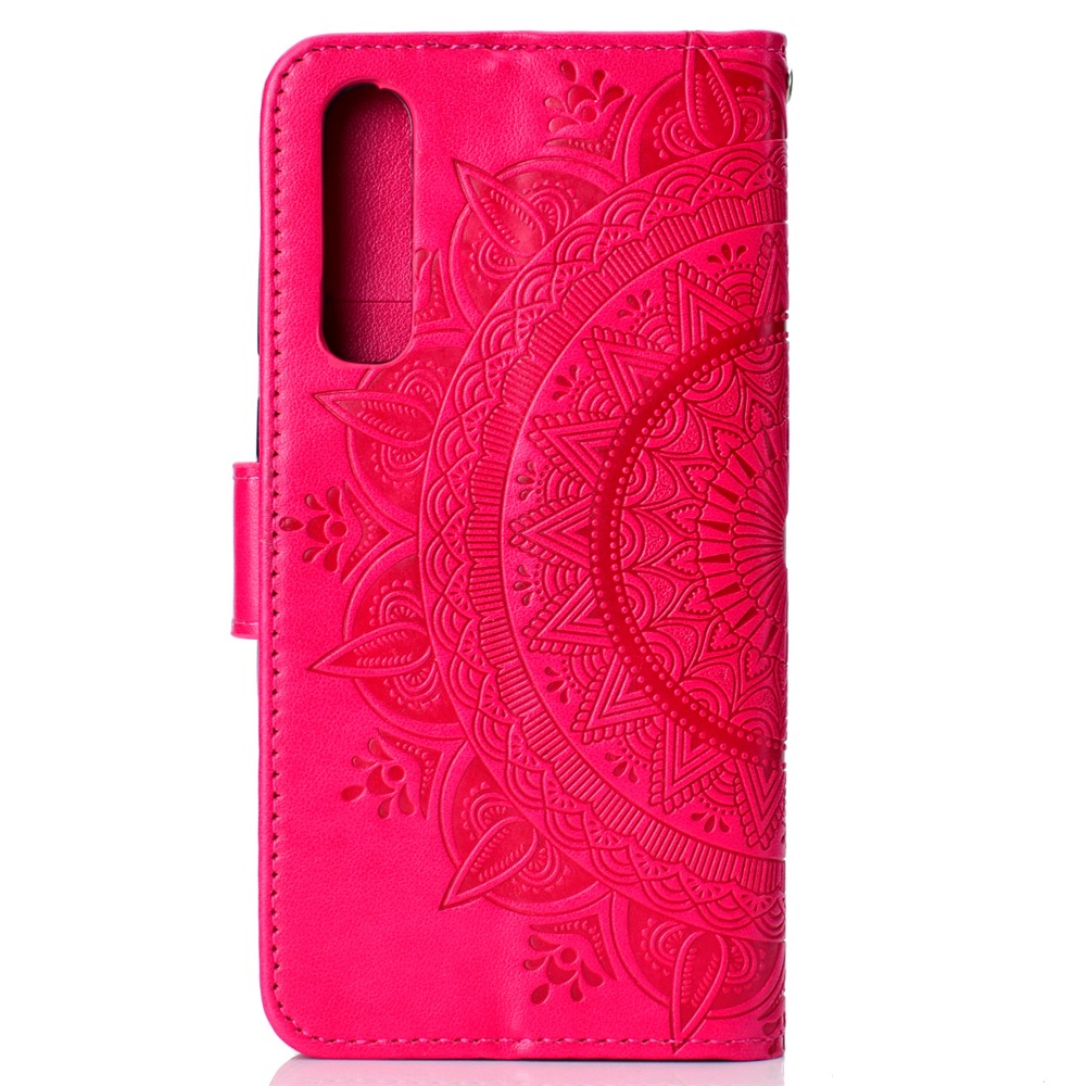 For Huawei P30 Protection Shell Mandala Flower Wallet PU Leather Case - Red-3