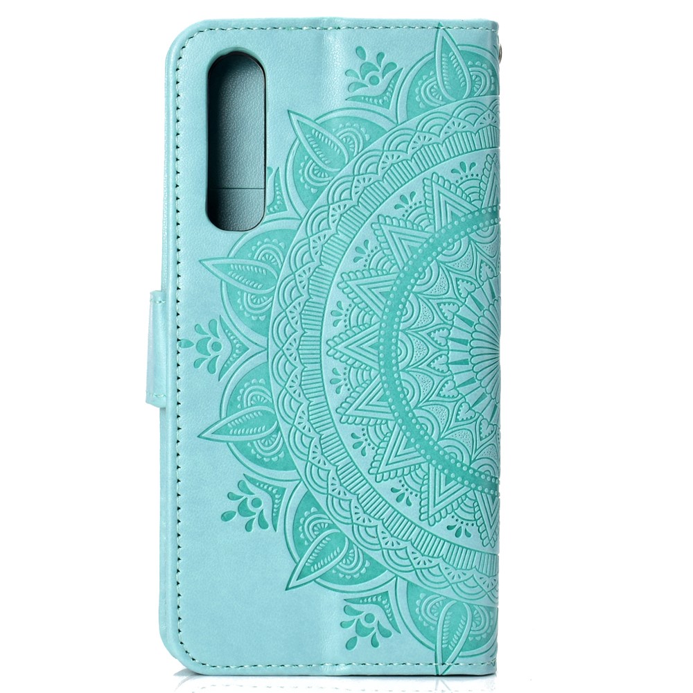 For Huawei P30 Phone Accessory Case Mandala Flower Wallet PU Leather Case - Cyan-3