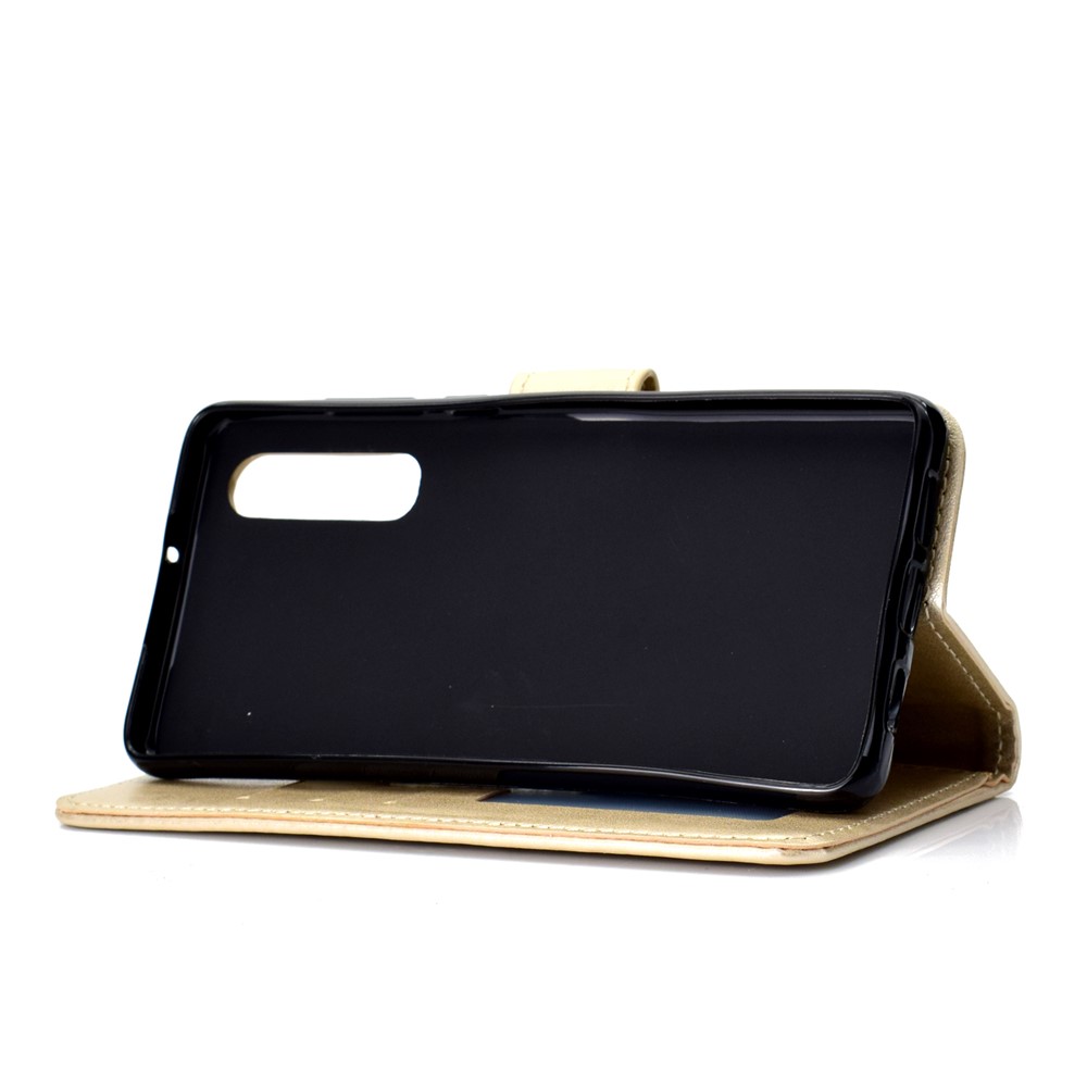 For Huawei P30 Protective Shell Mandala Flower Wallet PU Leather Case - Gold-5