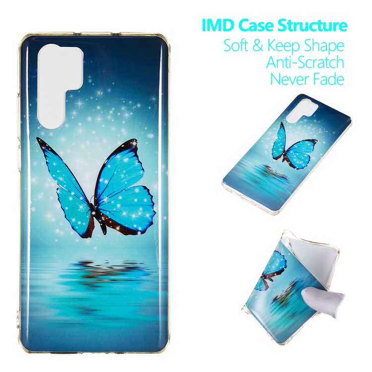 Luminous Glow Pattern Printing TPU Protective Cover for Huawei P30 Pro - Blue Butterfly-1