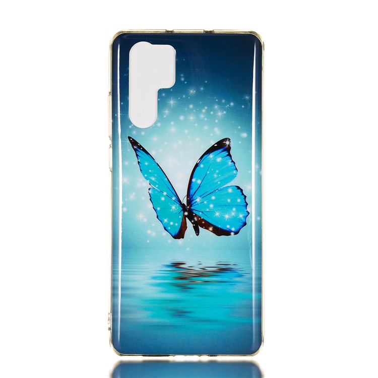 Luminous Glow Pattern Printing TPU Protective Cover for Huawei P30 Pro - Blue Butterfly-2