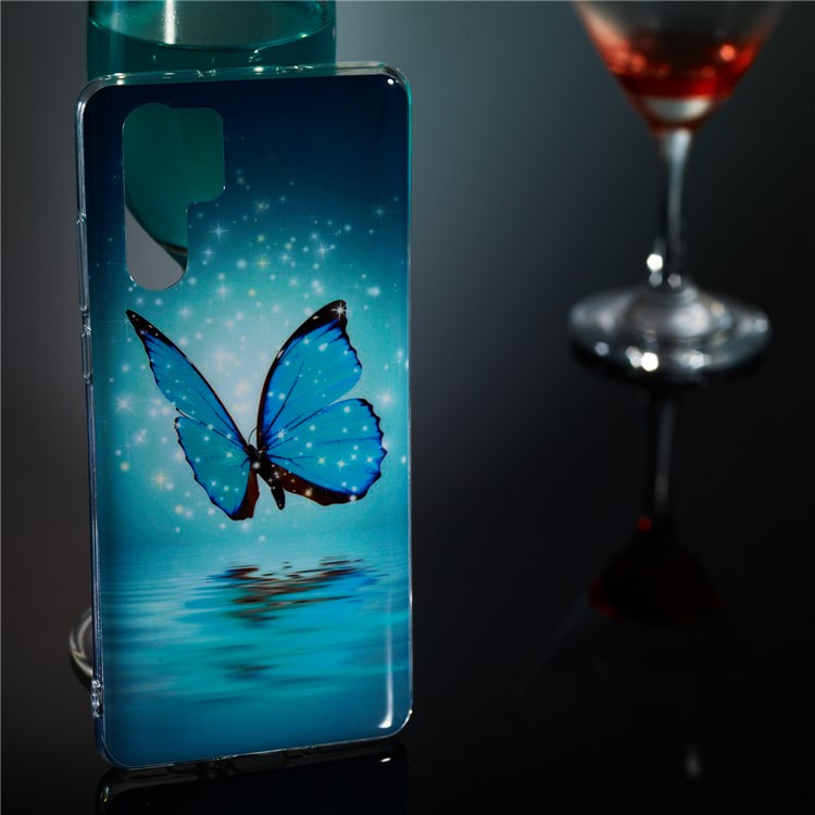 Copertina Protettiva TPU di Stampa a Motivi Luminosi Per Huawei P30 Pro - Farfalla Blu-5