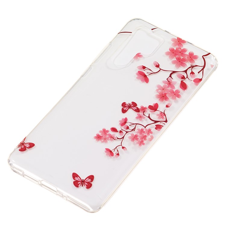 For Huawei P30 Pro IMD Pattern Printing TPU Phone Cover - Red Flowers and Butterflies-3