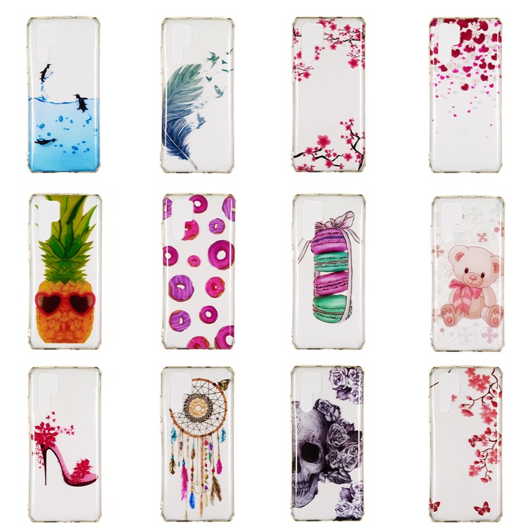 For Huawei P30 Pro IMD Pattern Printing TPU Phone Cover - Red Flowers and Butterflies-6