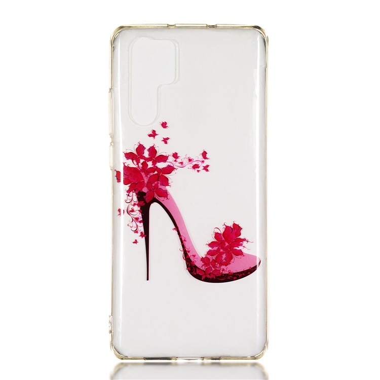 For Huawei P30 Pro IMD Pattern Printing TPU Gel Case Cover - Flowered High Heel-2