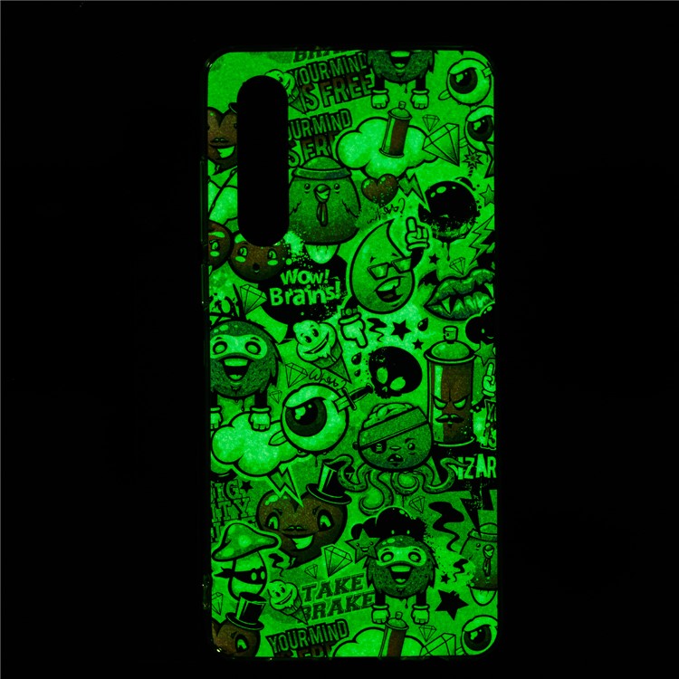 Luminous Glow Pattern Printing TPU Cell Phone Case for Huawei P30 - Wow, Brains-6