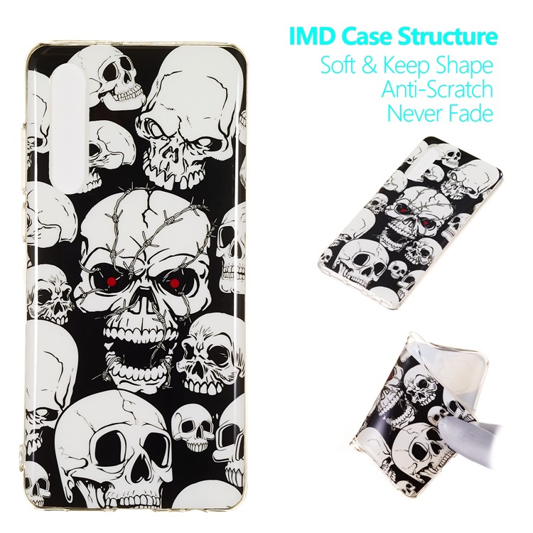 Luminous Glow Pattern Printing TPU Mobile Phone Shell for Huawei P30 - Cool Skulls-1